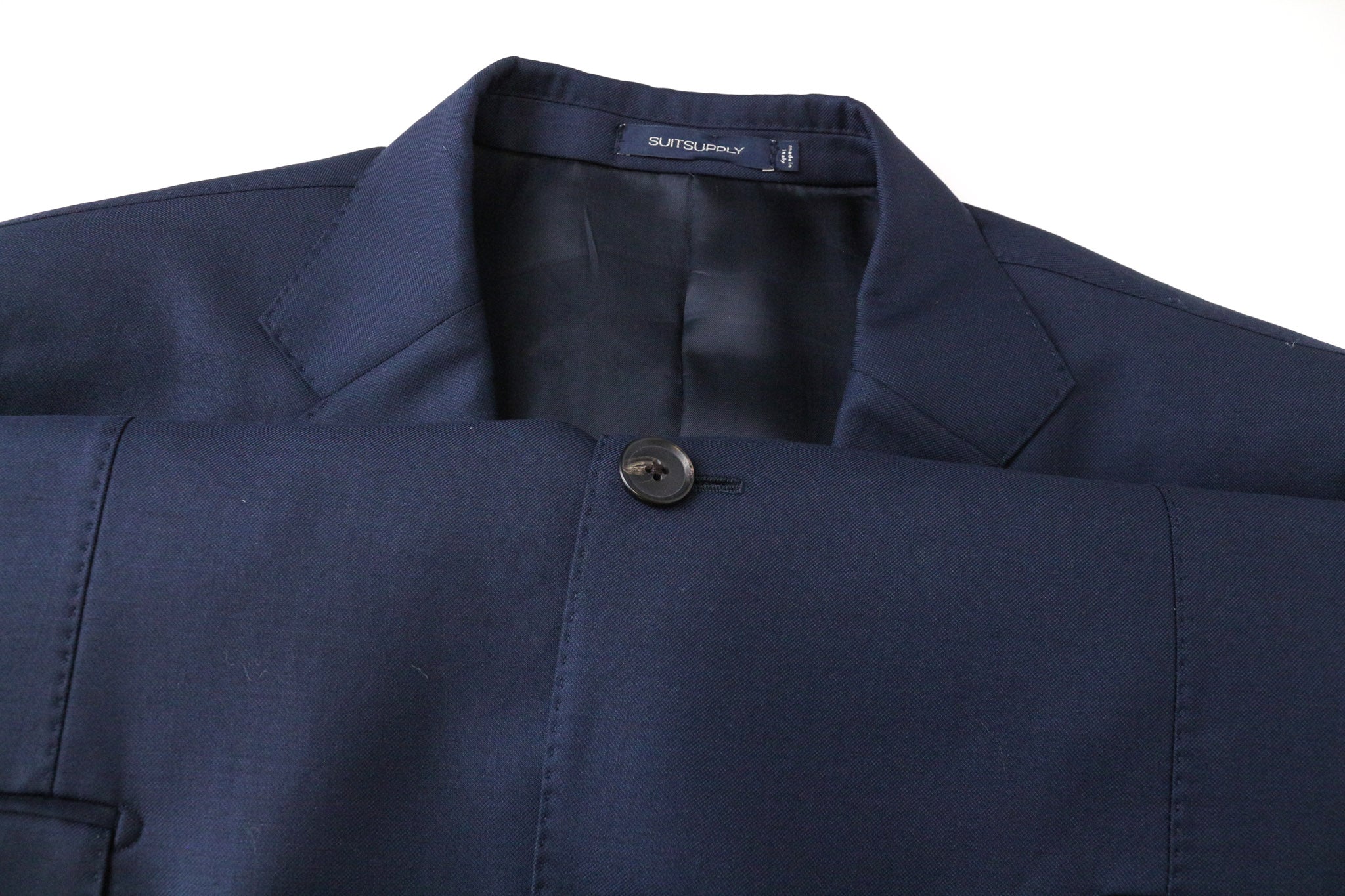 SUITSUPPLY Lazio Men Blazer UK44L Blue Slim Melange Wool S110s Perennial