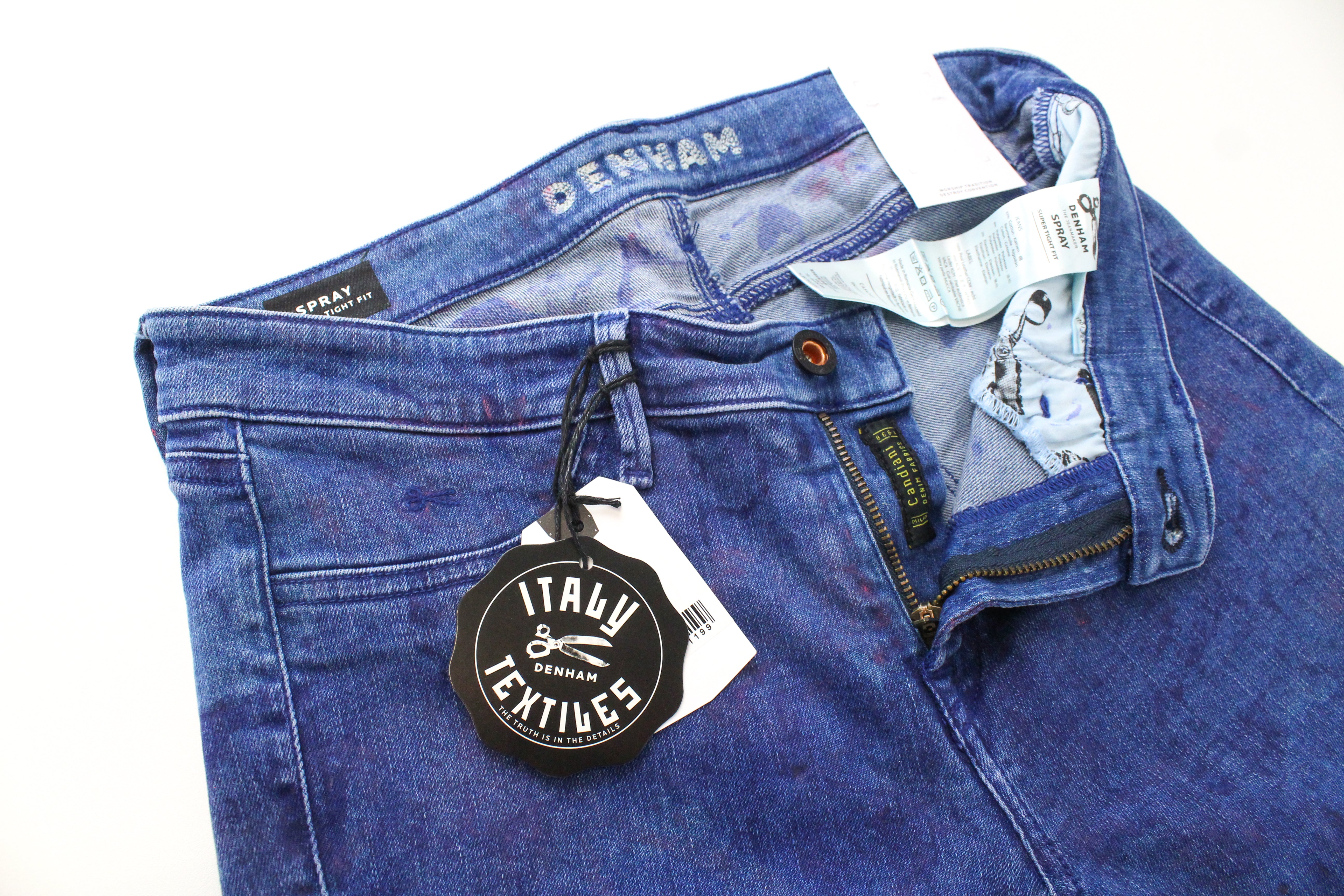 DENHAM Spray W28/L32 Women's Stretch Blue Jeans Washed Super Tight Fit