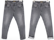 REPLAY Grover Men Jeans W29/L32 Straight Fit Cotton Stretch Grey Selvedge