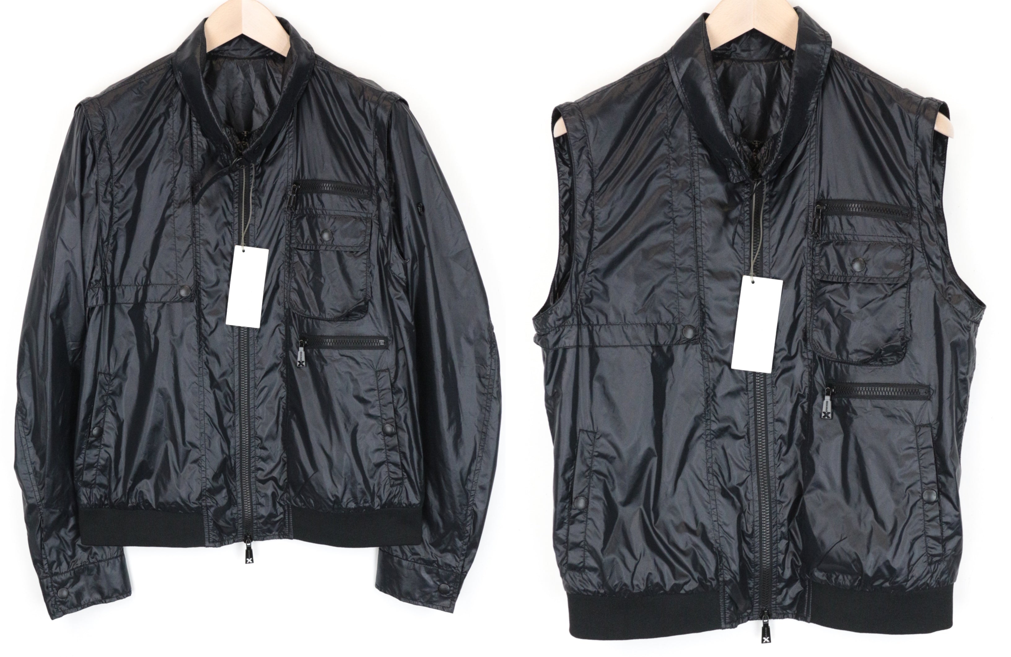 RICHMOND Men's 48 Navy Lightweight Jacket with Detachable Sleeves Design