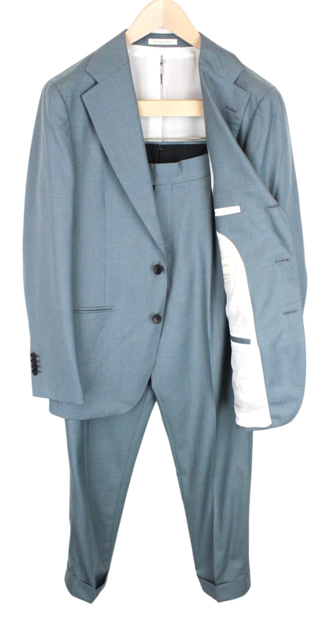 SUITSUPPLY Havana Jetted Men's UK38R Blue Slim Fit Wool Lined 2Pc Suit