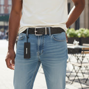 DIESEL B-Billover Men's Belt 95 CM Dark Brown Leather Printed Silver Tone Buckle