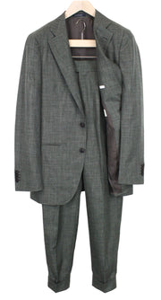 SUITSUPPLY La Spalla Men's Suit UK38R Green Wool Silk Linen Slim Melange Two