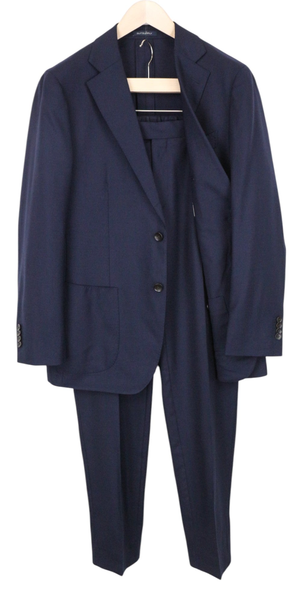 SUITSUPPLY Havana Patch Men's Suit UK42S Slim Navy Blue 2Pc Wool Mix Stretch