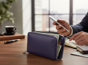 DIESEL Jadda Women Wallet OS Dark Purple Cow Leather Round Zipper Violet RRP160