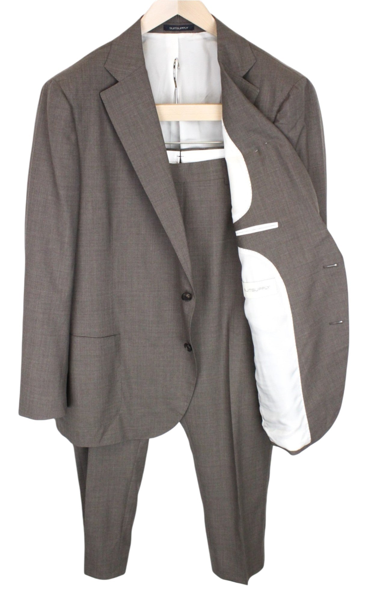 SUITSUPPLY La Spalla Men's Suit UK52S Slim Brown Melange 2Pc Wool Formal