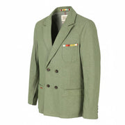 SCOTCH & SODA Men Blazer M Green Melange Peak Lapel Double-Breasted Unlined