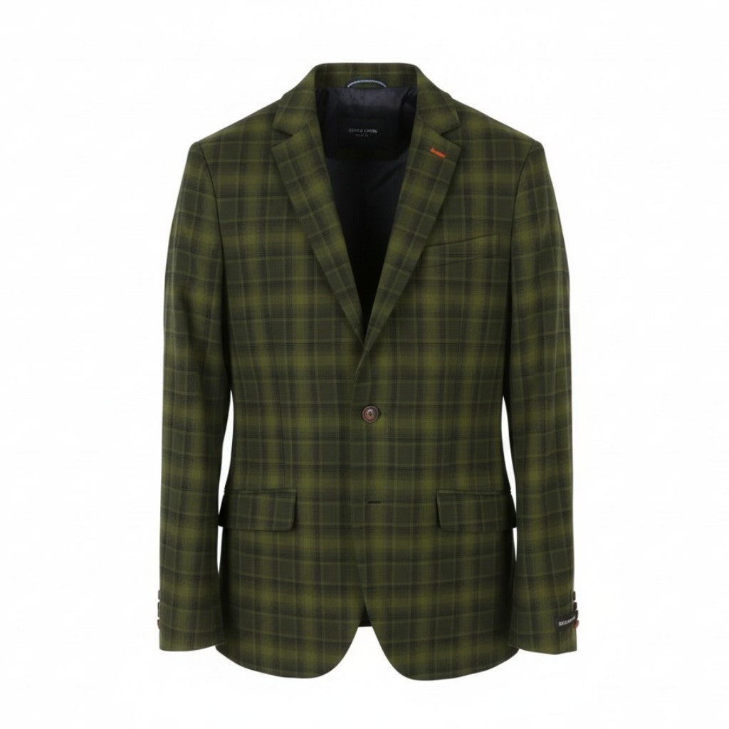 SCOTCH & SODA Men Blazer M Green Plaid Button Notch Lapel Single Breasted