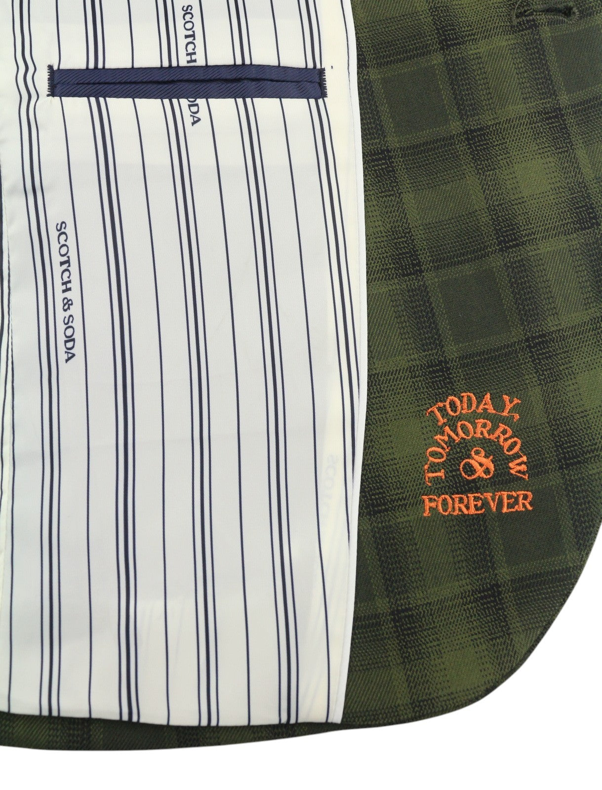 SCOTCH & SODA Men Blazer M Green Plaid Button Notch Lapel Single Breasted