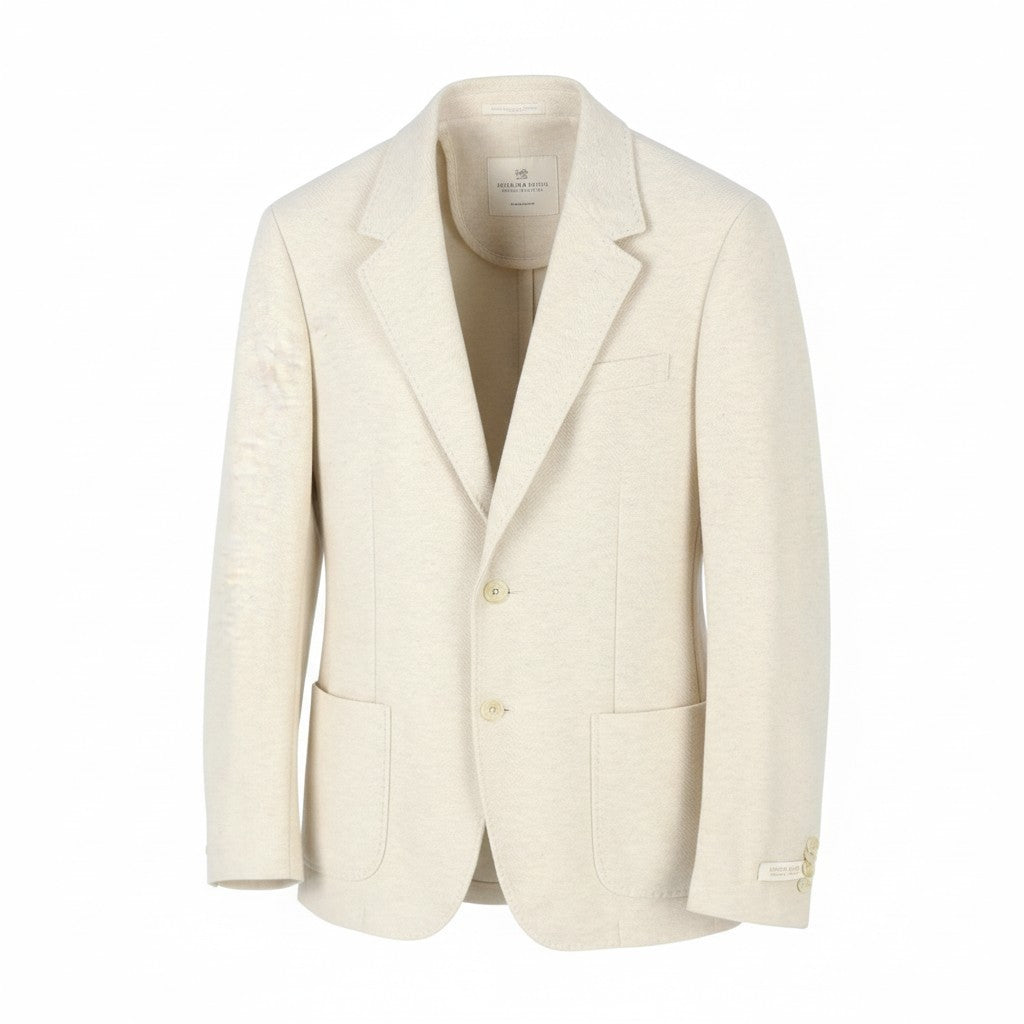 SCOTCH & SODA Men Blazer M Beige Herringbone Melange Notch Lapel Unlined