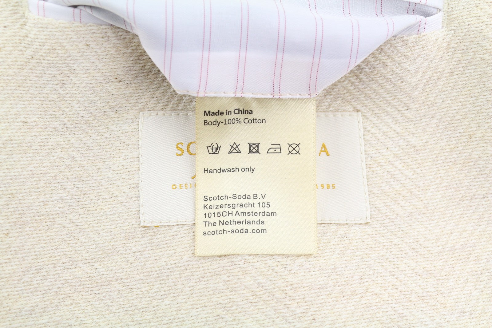 SCOTCH & SODA Men Blazer M Beige Herringbone Melange Notch Lapel Unlined