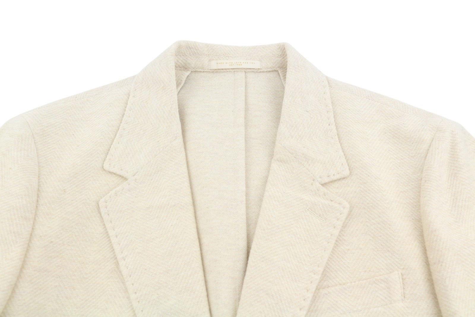 SCOTCH & SODA Men Blazer M Beige Herringbone Melange Notch Lapel Unlined