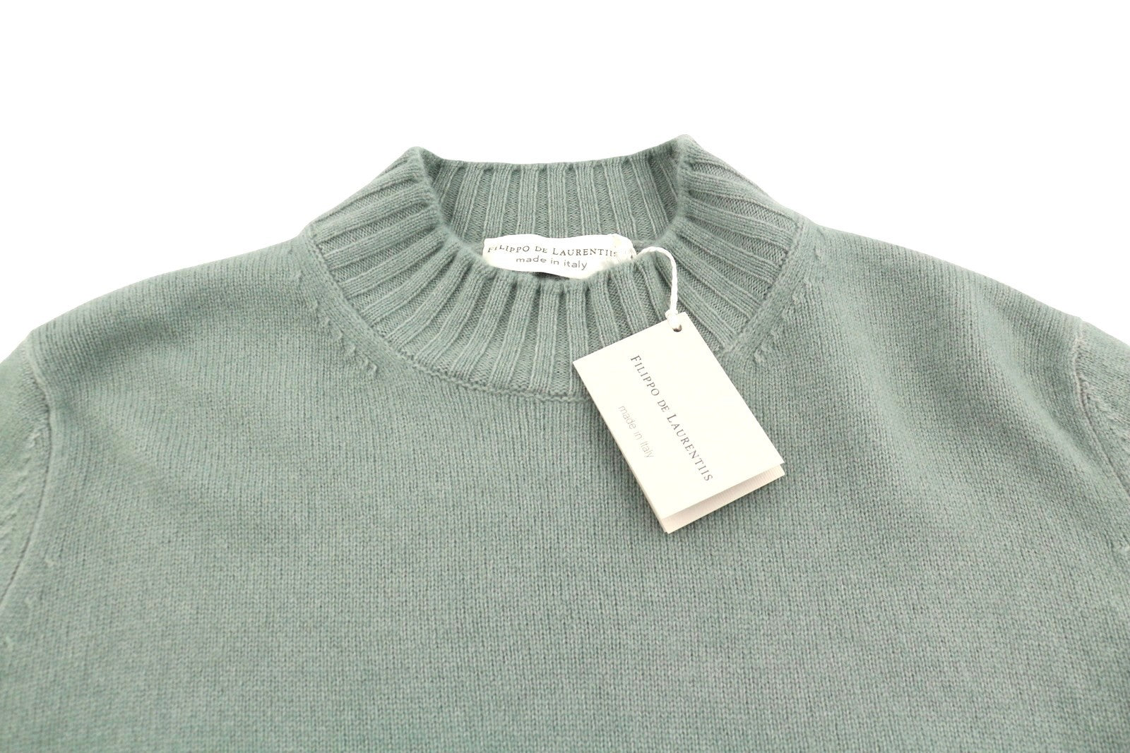 FILIPPO DE LAURENTIIS Men Jumper IT50 M Green Faded Merino Wool Cashmere Knit