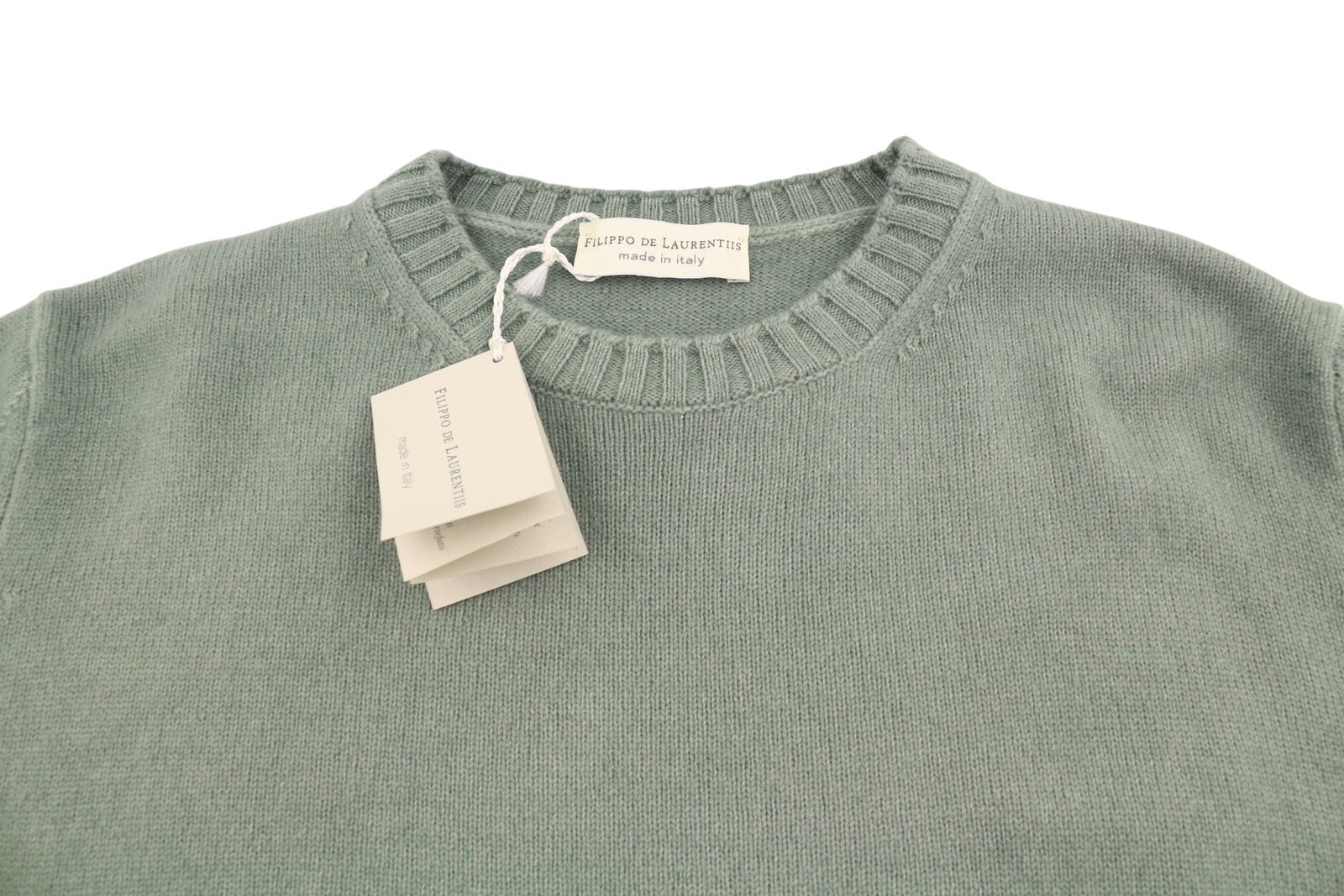 FILIPPO DE LAURENTIIS Men Jumper IT52 L Green Faded Merino Wool Cashmere Knit
