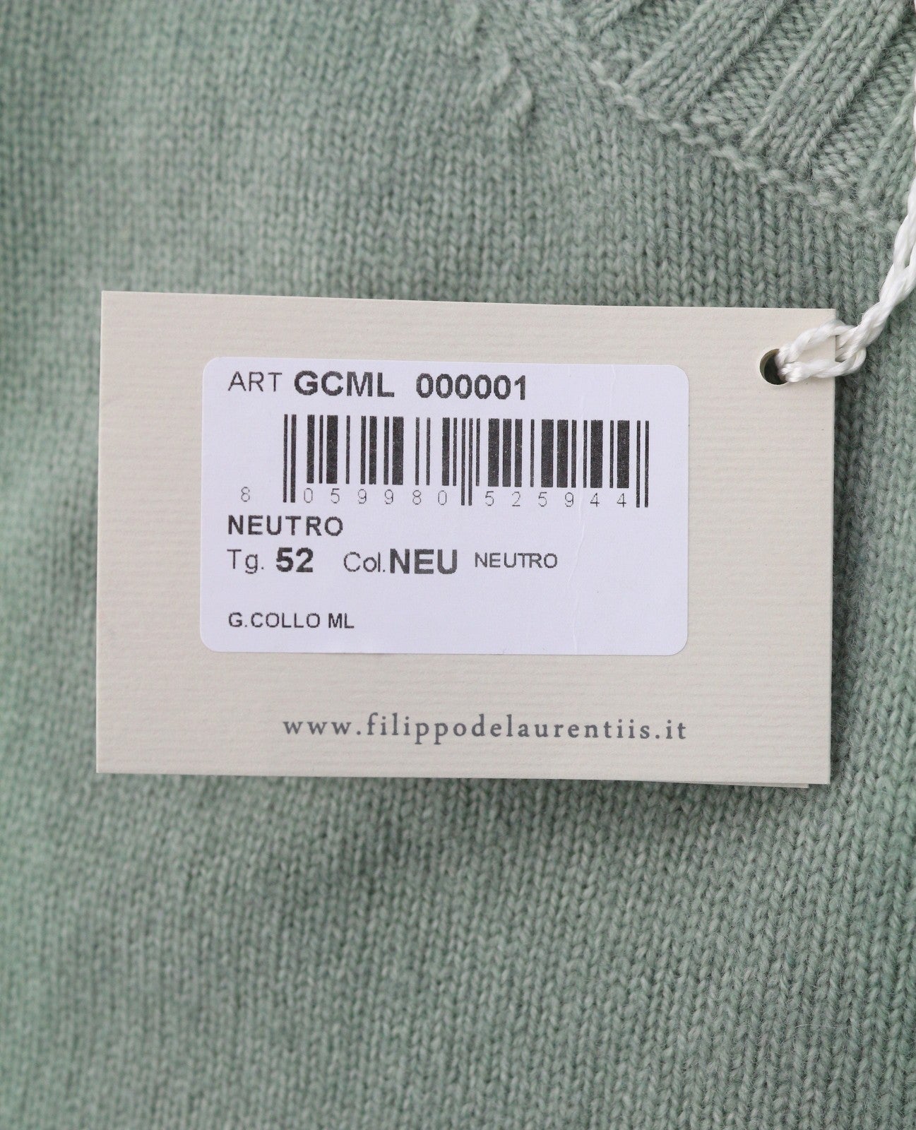 FILIPPO DE LAURENTIIS Men Jumper IT52 L Green Faded Merino Wool Cashmere Knit