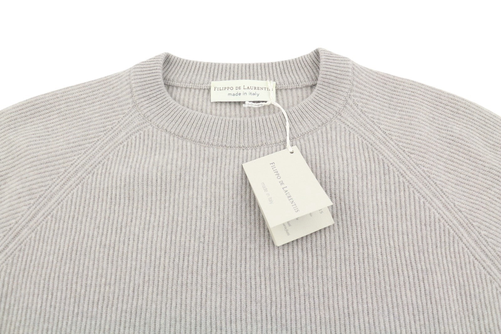 FILIPPO DE LAURENTIIS Men Jumper IT50 M Grey Melange Merino Wool Cashmere Knit
