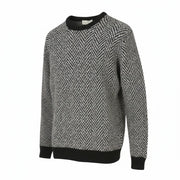 FILIPPO DE LAURENTIIS Men Jumper IT52 L Black Patterned Merino Wool Blend Knit