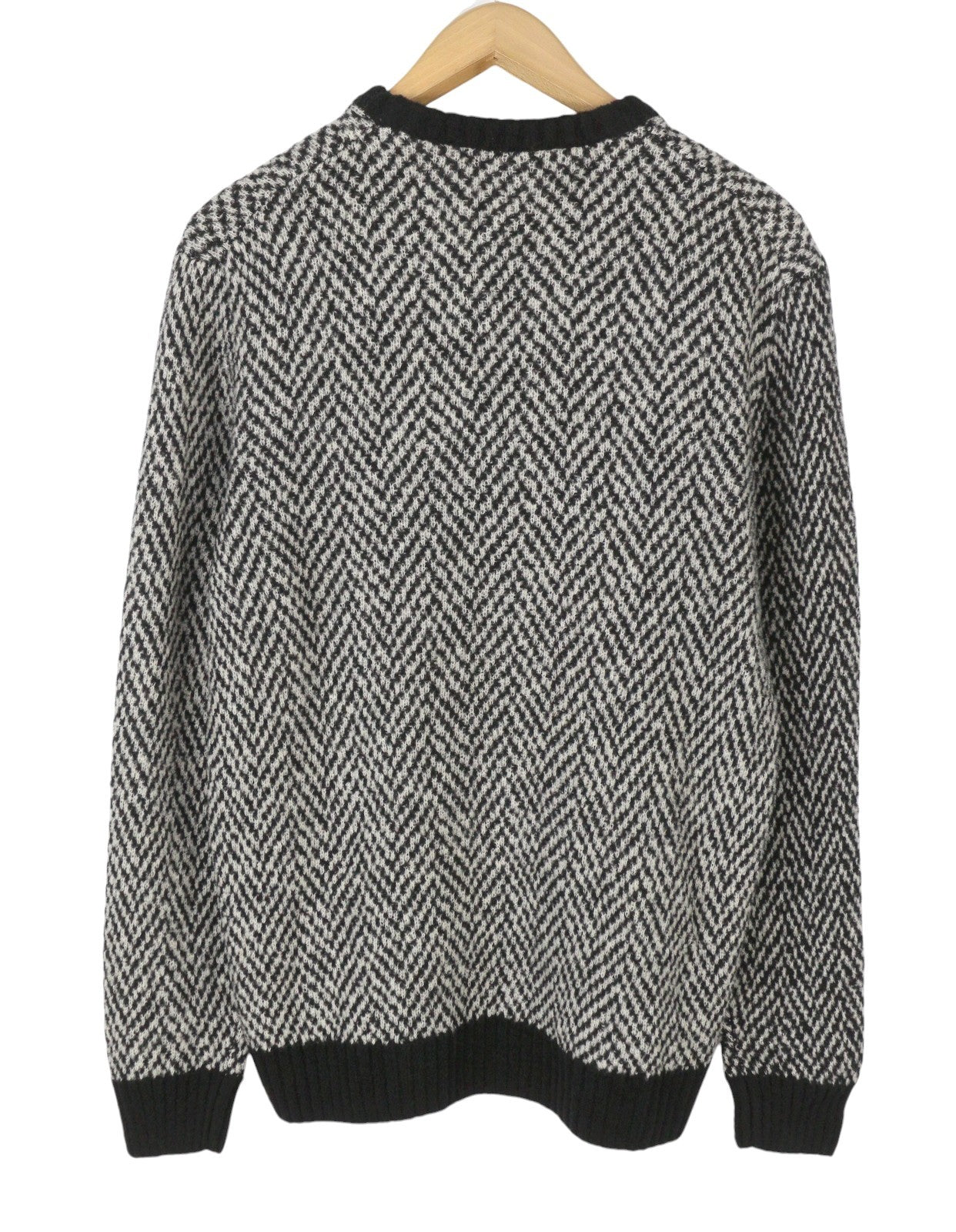 FILIPPO DE LAURENTIIS Men Jumper IT52 L Black Patterned Merino Wool Blend Knit