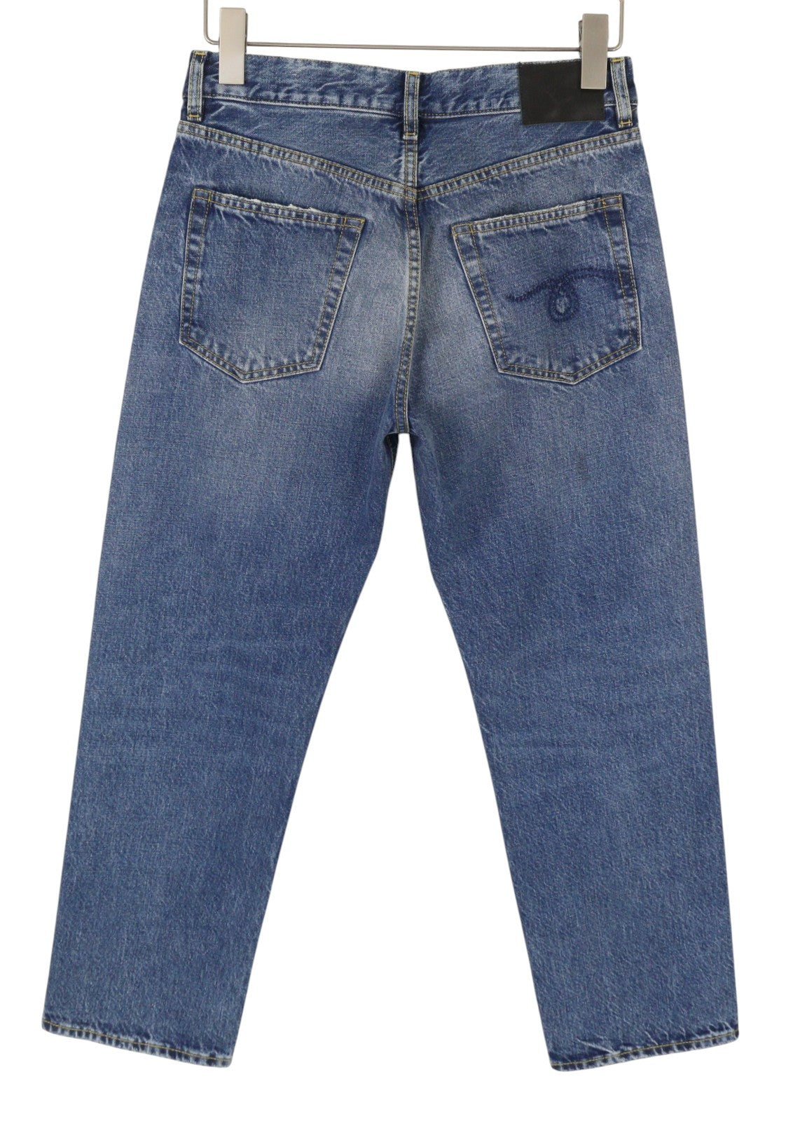 R13 Romeo Women Jeans 26 Hutton Blue Whiskers Faded Cropped Ankle SS26