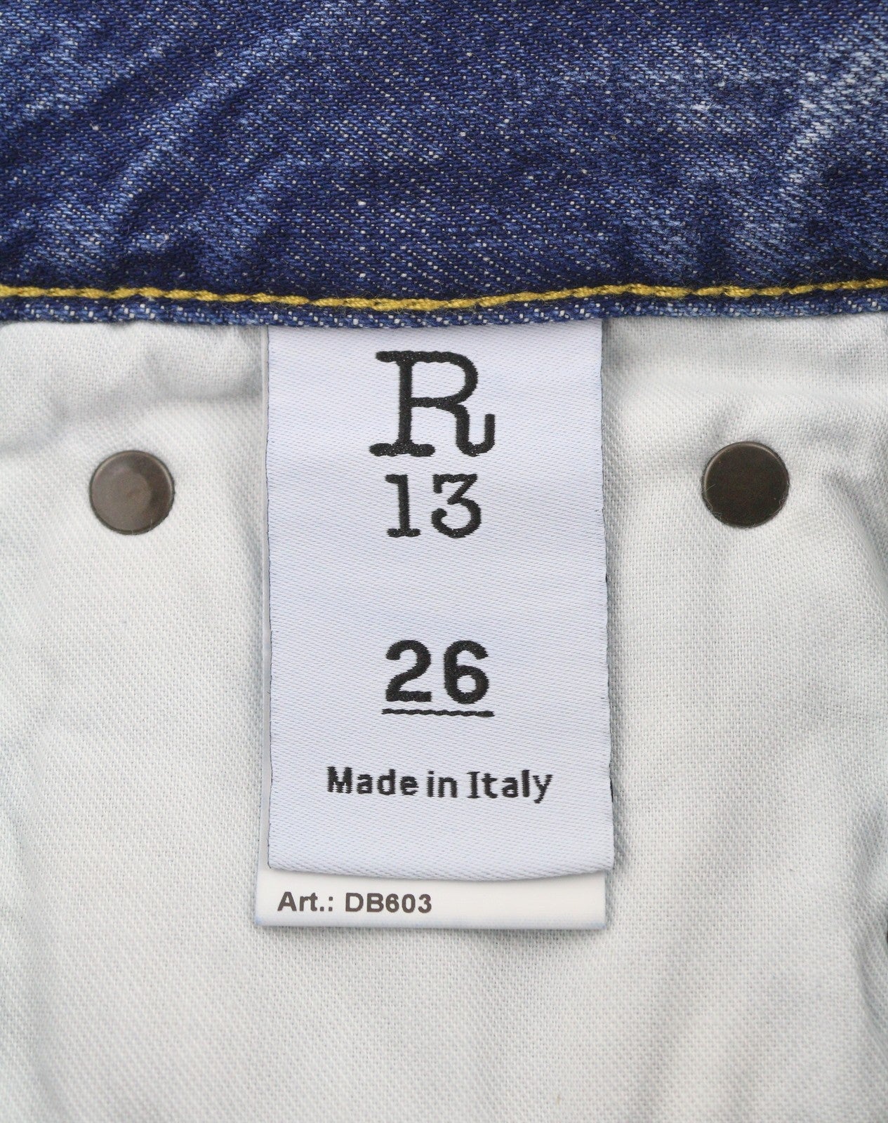 R13 Romeo Women Jeans 26 Hutton Blue Whiskers Faded Cropped Ankle SS26