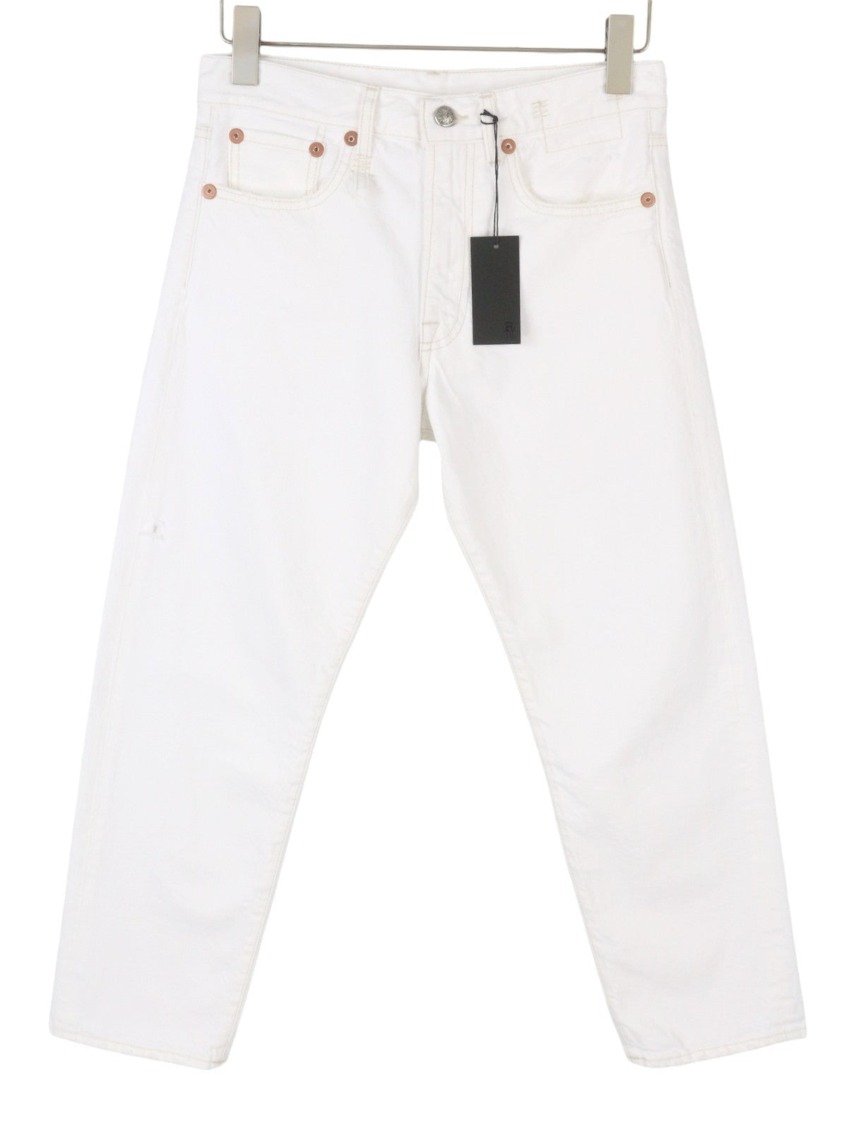 R13 Boyfriend Women Jeans 23 Aerin White Cropped Ankle Distress Denim SS26