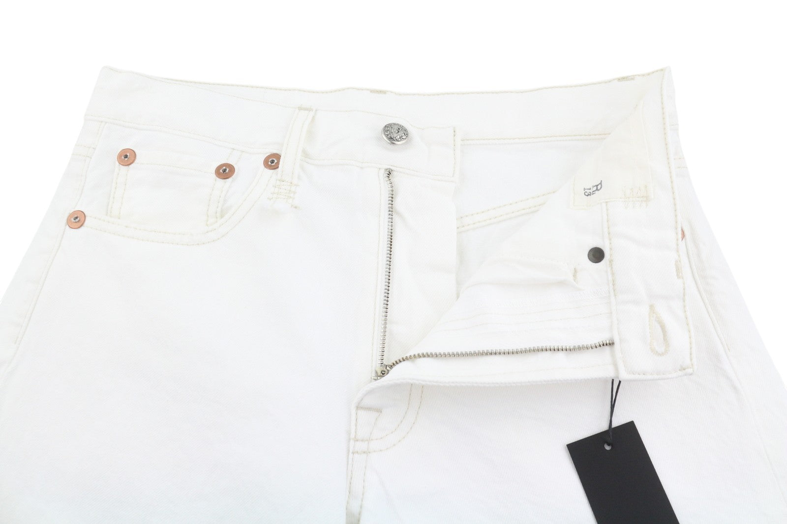 R13 Boyfriend Women Jeans 23 Aerin White Cropped Ankle Distress Denim SS26