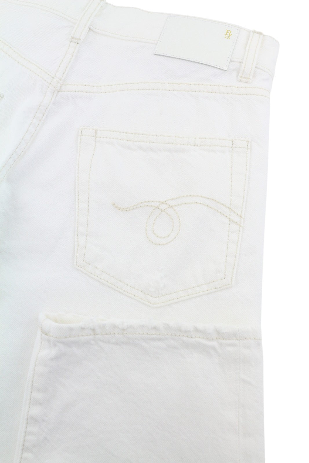 R13 Boyfriend Women Jeans 23 Aerin White Cropped Ankle Distress Denim SS26