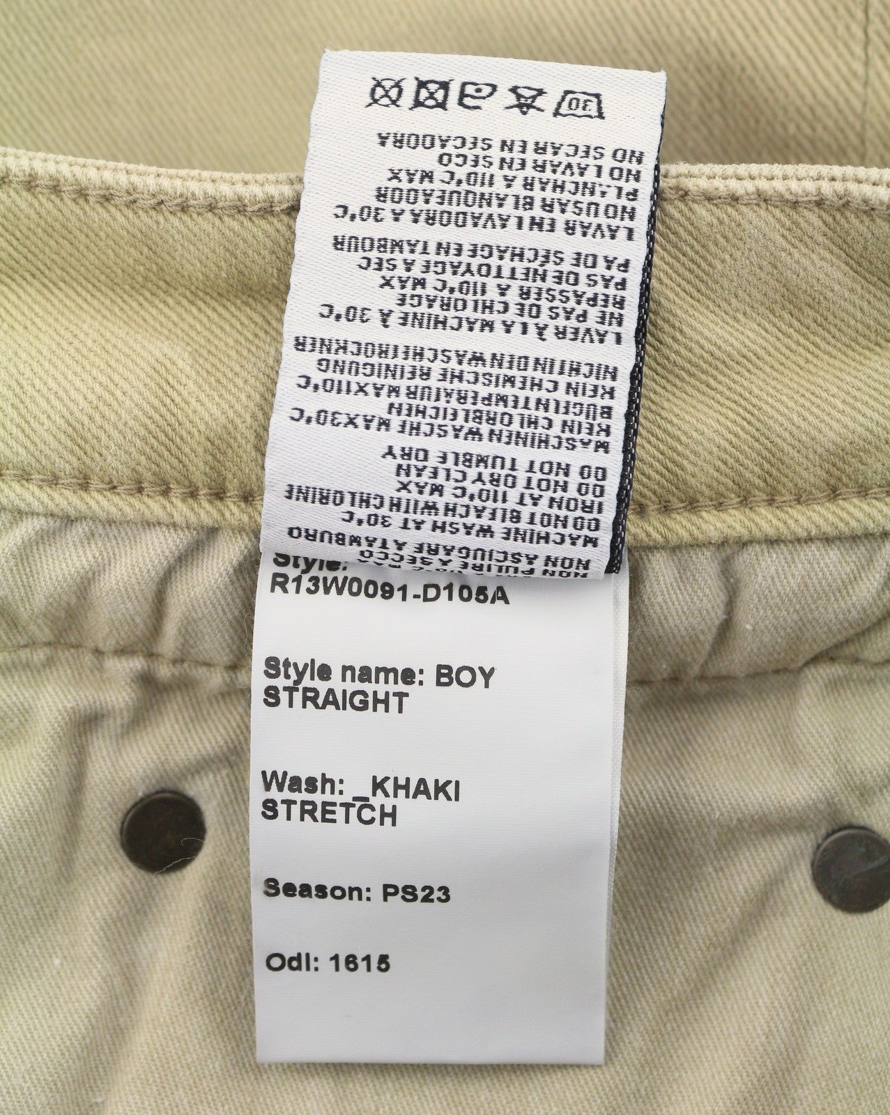R13 Boy Straight Women Jeans 27 Khaki Stretch Faded Cropped Ankle RRP699