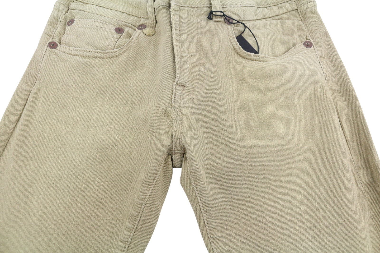 R13 Boy Straight Women Jeans 27 Khaki Stretch Faded Cropped Ankle RRP699