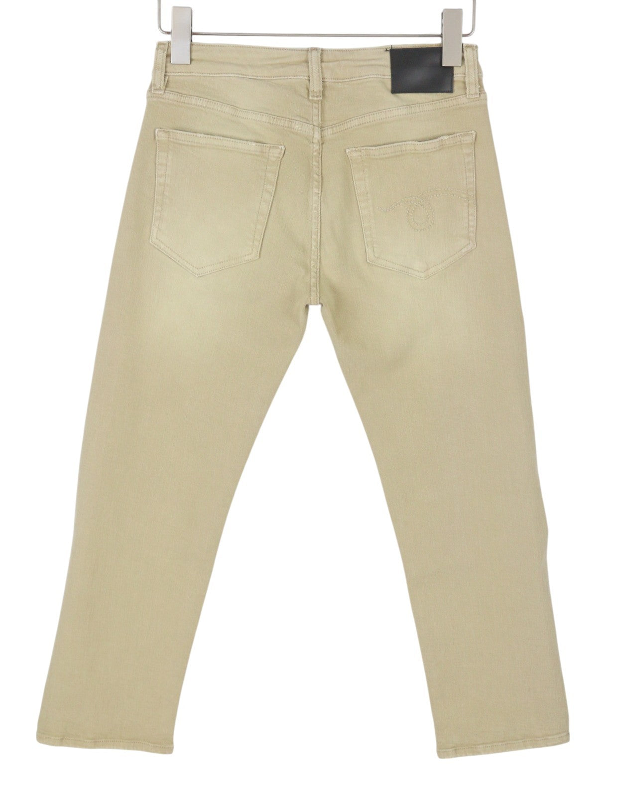 R13 Boy Straight Women Jeans 27 Khaki Stretch Faded Cropped Ankle RRP699