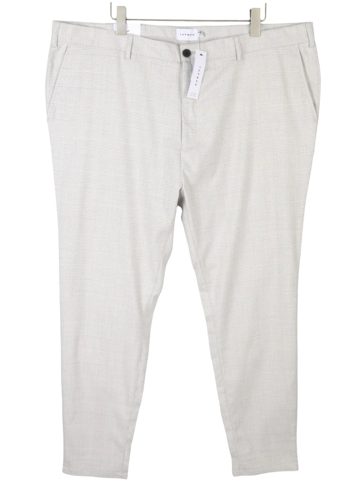 TOPMAN Men Trousers W46/L34 Light Grey Plaid Super Skinny Fit Formal