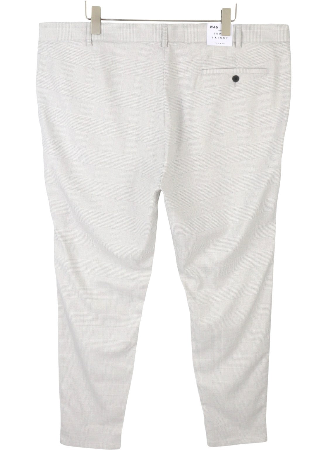 TOPMAN Men Trousers W46/L34 Light Grey Plaid Super Skinny Fit Formal