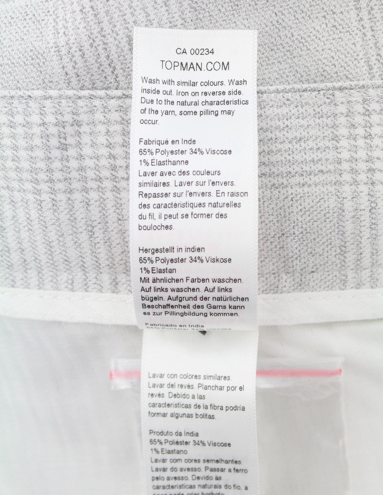TOPMAN Men Trousers W46/L34 Light Grey Plaid Super Skinny Fit Formal