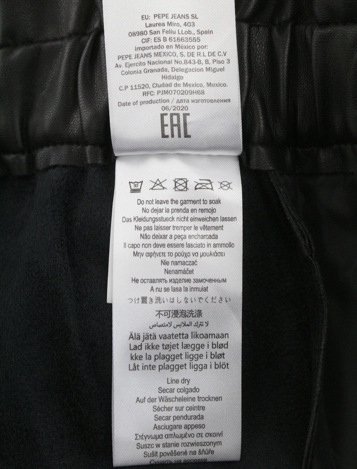 PEPE JEANS Nika Women Trousers XL W32 Black Coated Elastic Waist Straight Fit