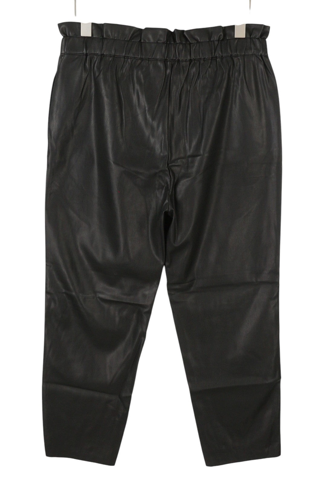 PEPE JEANS Nika Women Trousers XL W32 Black Coated Elastic Waist Straight Fit