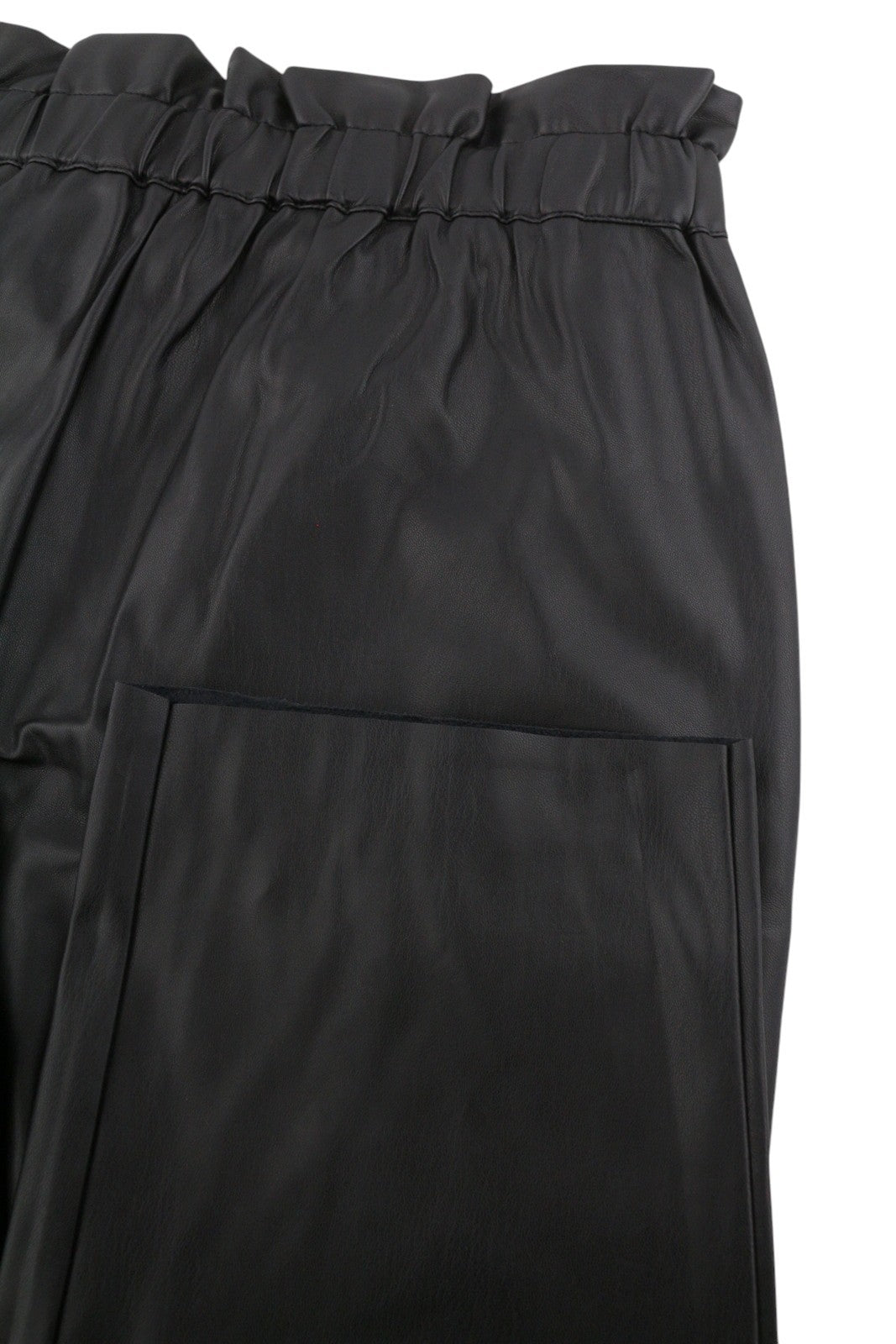 PEPE JEANS Nika Women Trousers XL W32 Black Coated Elastic Waist Straight Fit