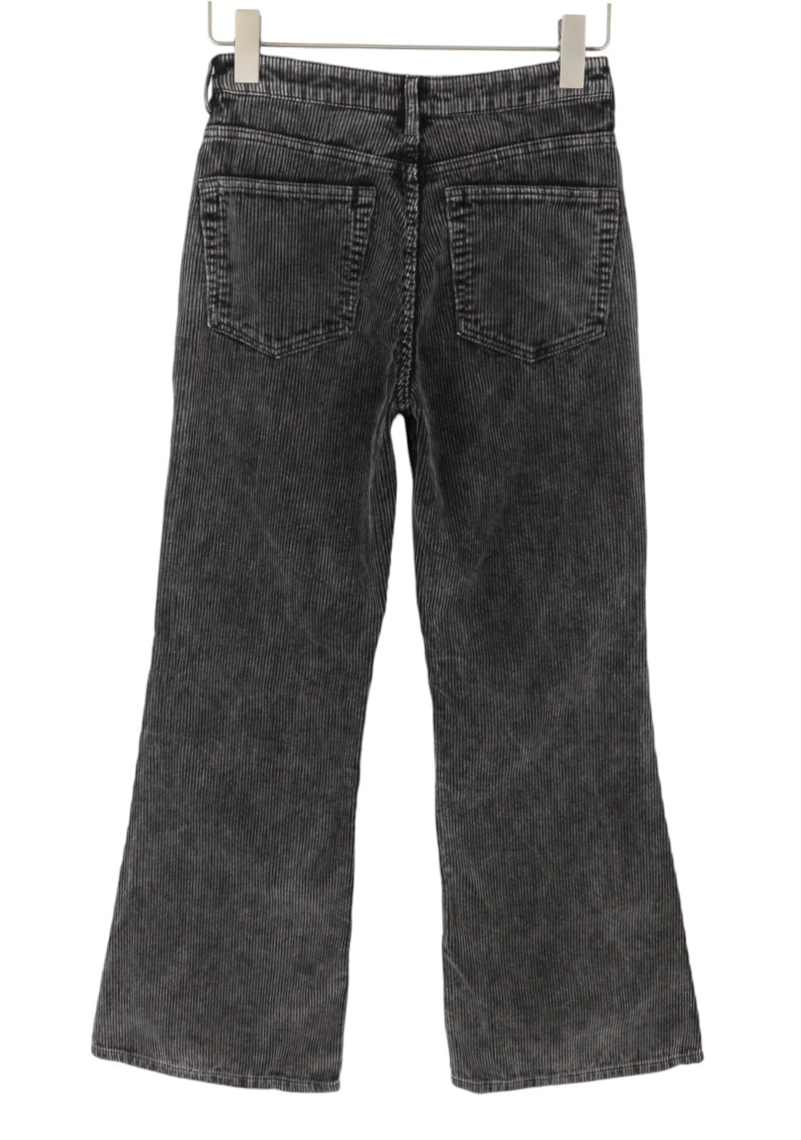 WEEKDAY Ritz Flared Women Trousers EU38 W27 Dark Grey Faded Corduroy Zipper