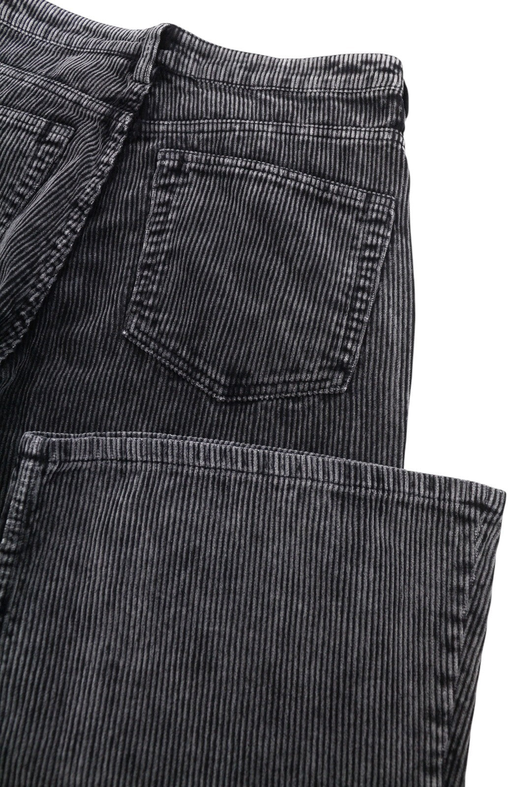 WEEKDAY Ritz Flared Women Trousers EU38 W27 Dark Grey Faded Corduroy Zipper