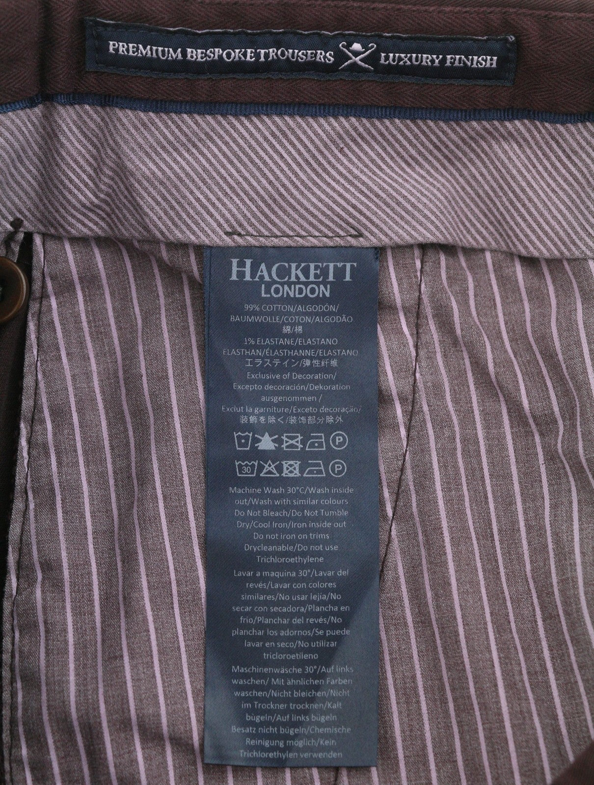 HACKETT Sanderson Men Trousers W30 Dark Burgundy Slim Fit Chino
