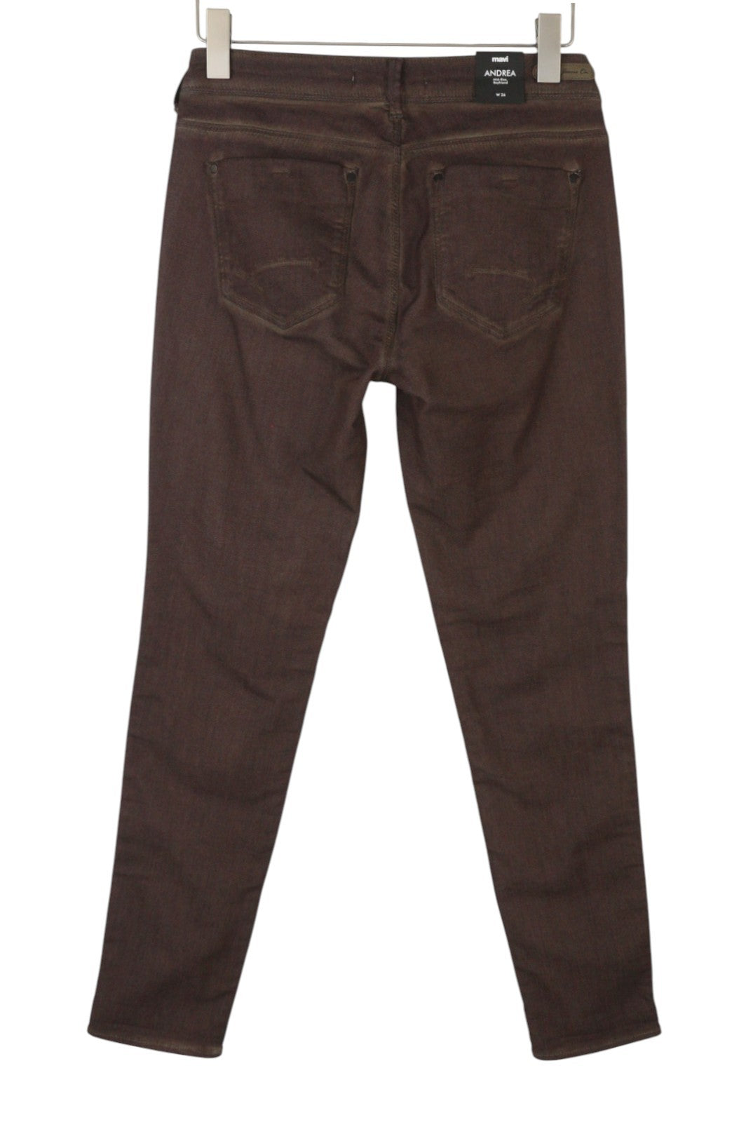 MAVI Andrea Women Trousers W26 Brown Coated Look Mid Rise Boyfriend Skinny