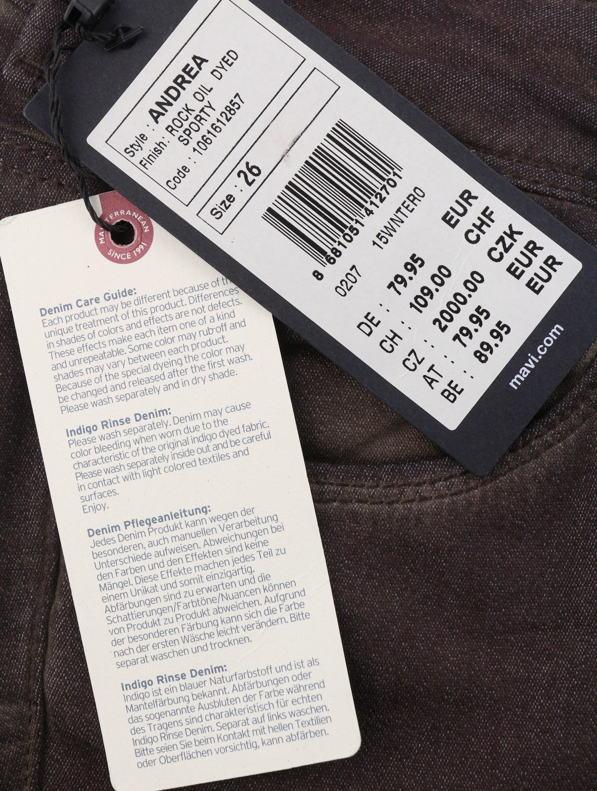 MAVI Andrea Women Trousers W26 Brown Coated Look Mid Rise Boyfriend Skinny