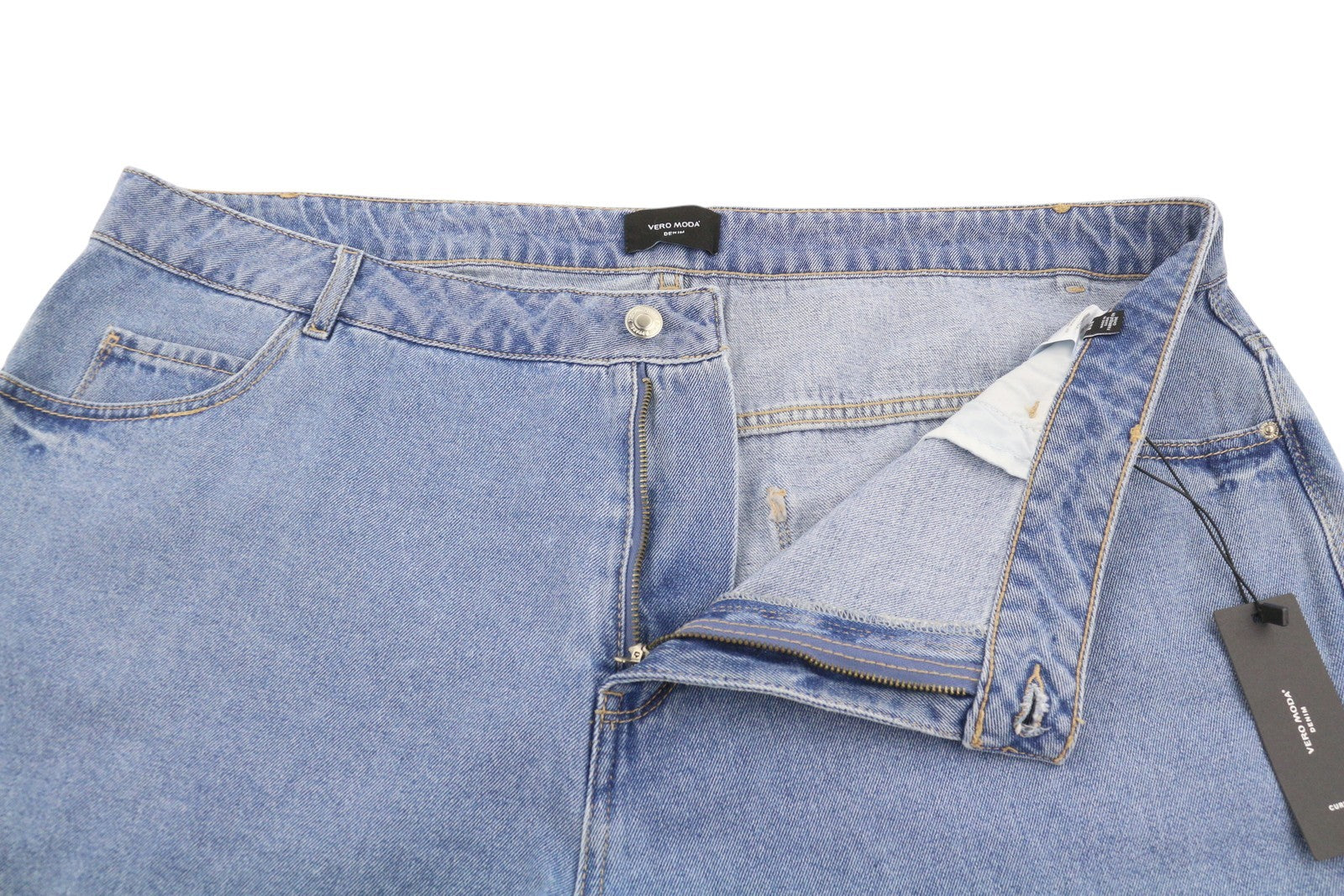 VERO MODA Nineteen HR Crocher Lace Women Shorts EU50 CURVE Blue Denim Zip Fly