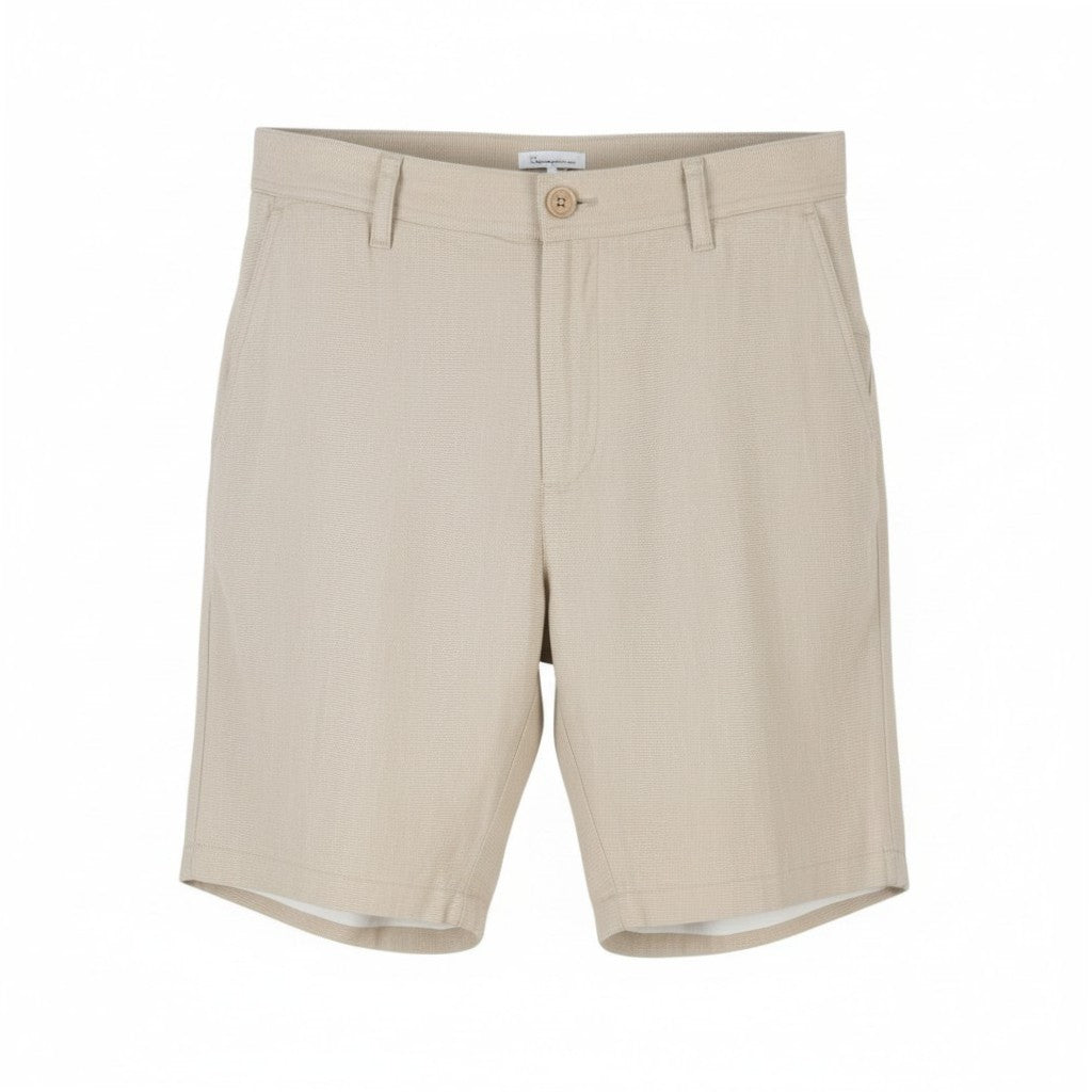 KNOWLEDGE COTTON APPAREL Men Shorts W38 Beige Patterned Linen Blend Zip Chino