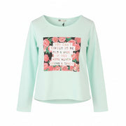 BLACKOUT DNN Denim Marina Women Sweatshirt S Blue Mint Round Neck Pull On