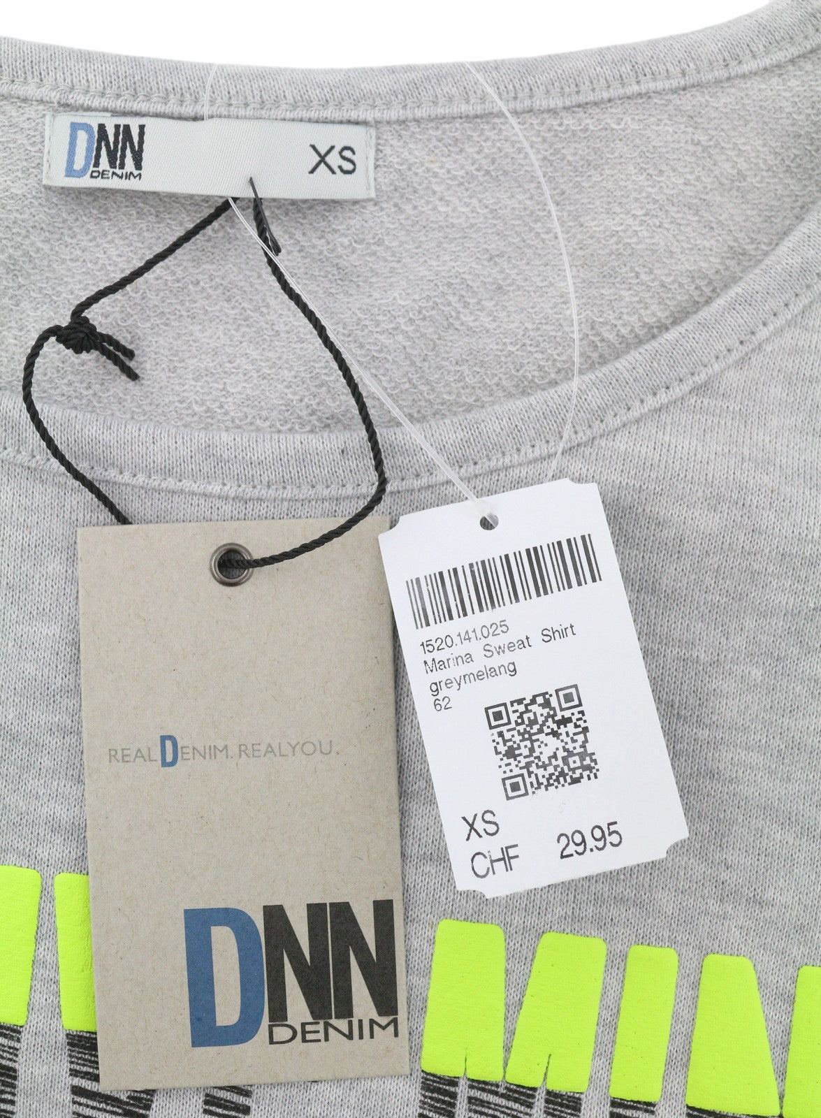 BLACKOUT DNN Denim Marina Women Sweatshirt XS Grey Melange Round Collar Pull On