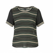 MAISON SCOTCH Women T-Shirt M Multicolor Stirpe Print Crew Neck Short Sleeve