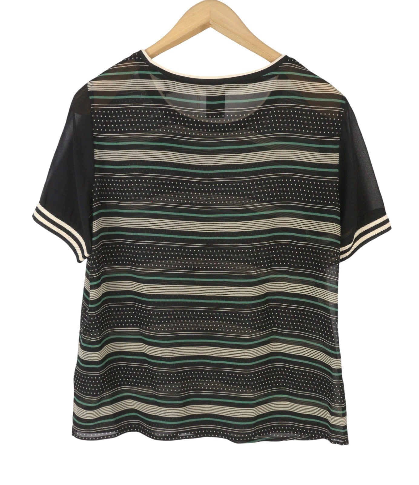 MAISON SCOTCH Women T-Shirt M Multicolor Stirpe Print Crew Neck Short Sleeve