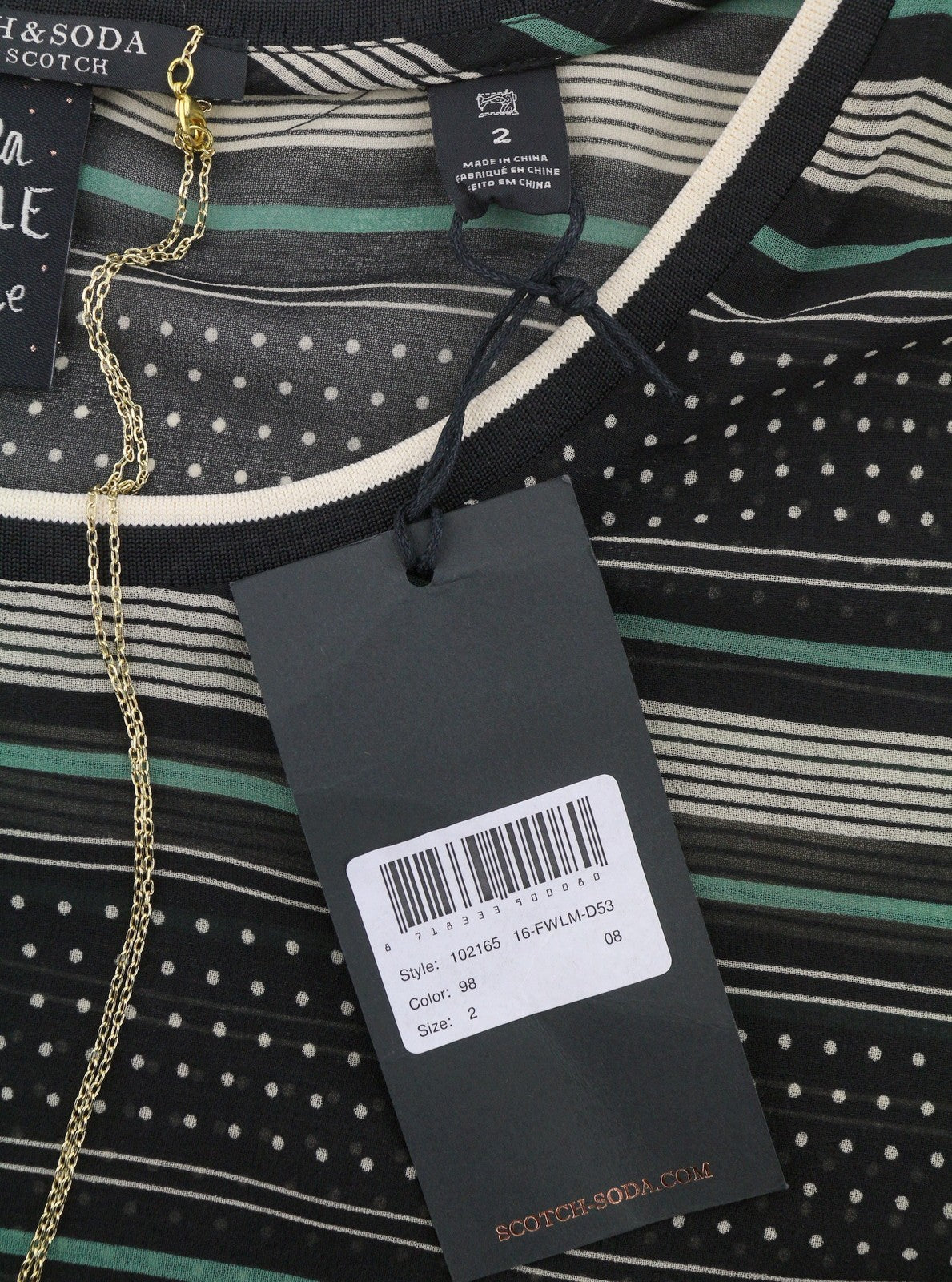 MAISON SCOTCH Women T-Shirt M Multicolor Stirpe Print Crew Neck Short Sleeve