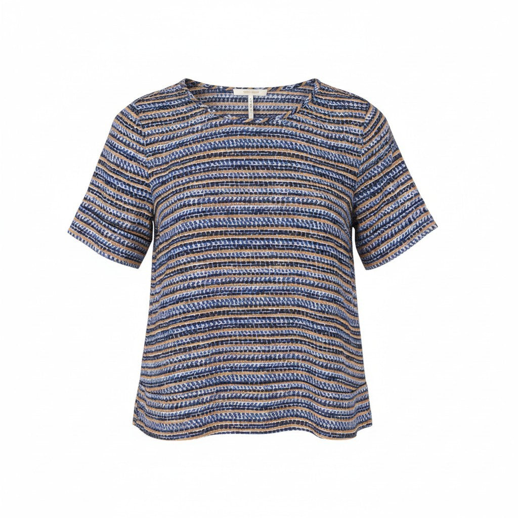 MAISON SCOTCH Raffia Town Women T-Shirt M Multicolor Stirpe Print Short Sleeve