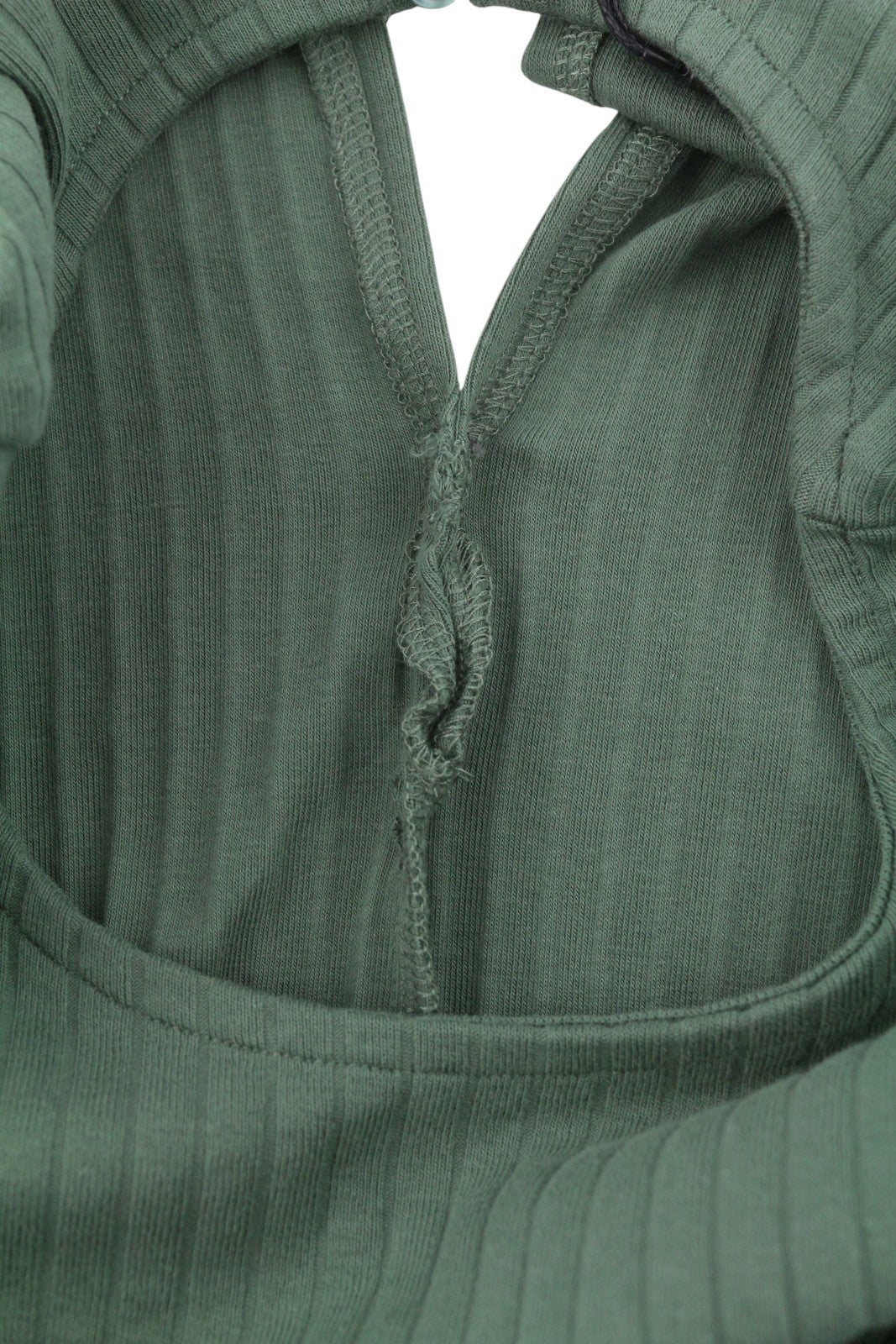 EVEN&ODD Women Jumpsuit M Green Ribbing Cropped Belted Short Sleeve